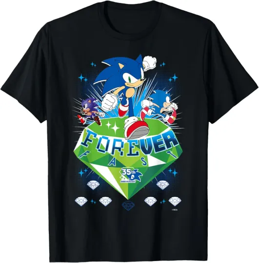 Discover Sonic The Hedgehog 35th Anniversary Forever Fast Emerald Run T-Shirt