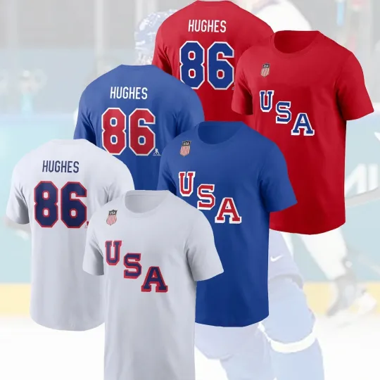 Discover Jack Hughes #86 USA Hockey Team 2026 Name & Number Fan Gifts