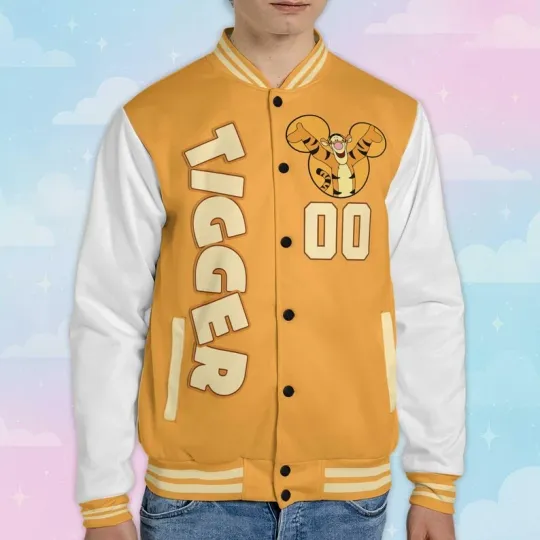 Discover Personalized Funny Tigger Mickey Ears Winnie The Pooh Fan Gift Baseball Jacket
