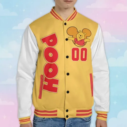 Discover Personalized Pooh Bear Winnie The Pooh Fan Gift Mickey Ears Baseball Jacket