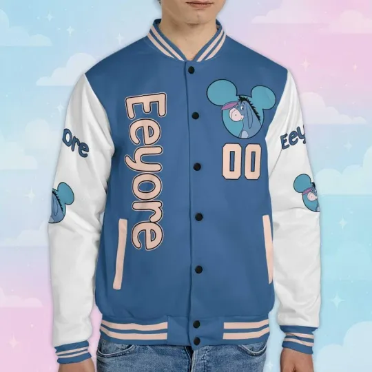 Discover Personalized Eeyore Donkey Winnie The Pooh Fan Gift Mickey Ears Baseball Jacket