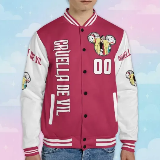 Discover Personalized 101 Dalmantians Villain Cruella De Vil Mickey Ears Baseball Jacket