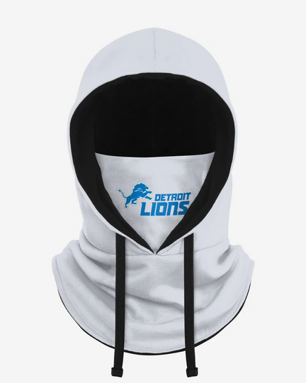 Detroit Lions White Drawstring Hooded Gaiter