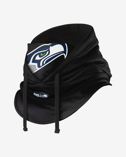 Seattle Seahawks Black Drawstring Hooded Gaiter