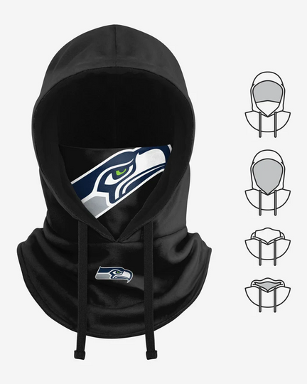 Seattle Seahawks Black Drawstring Hooded Gaiter