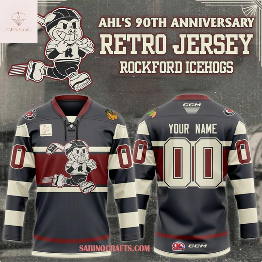 Discover Rockford IceHog 90th AHL Season Retro 2026 Night Personalized Hockey Jersey