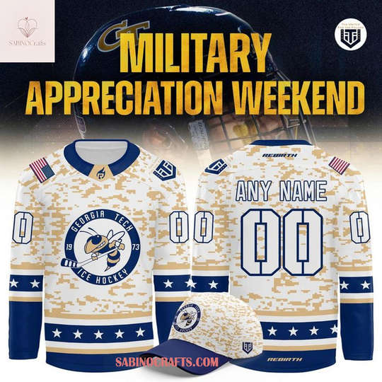 Discover Georgia Tech Yellow Jackets Military Appreciation Camo 2026 Hockey Jersey