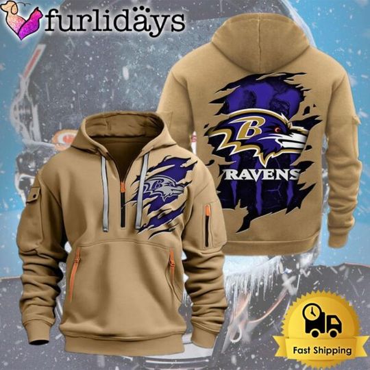 Discover football Baltimore Raven Logo Team Quarter Zip Hoodie
