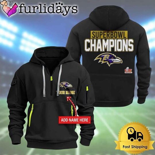 football Baltimore Ravens Super Bowl LIX 2D Quarter Zip Hoodie