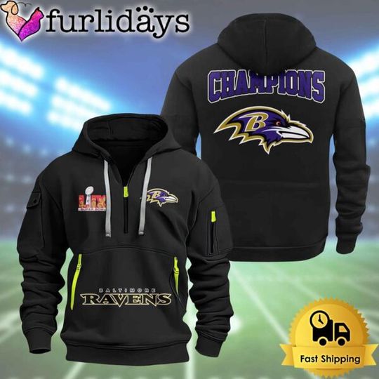 football Baltimore Ravens Super Bowl LIX 2D Quarter Zip Hoodie
