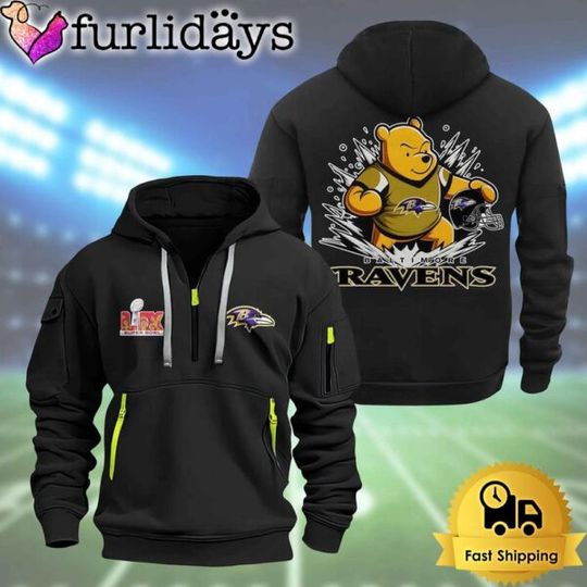 football Baltimore Ravens Super Bowl LIX 2D Quarter Zip Hoodie