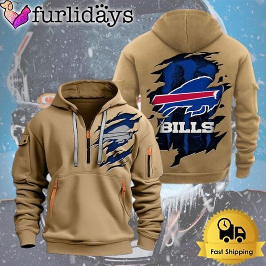 football Buffalo Bill Logo Team Quarter Zip Hoodie