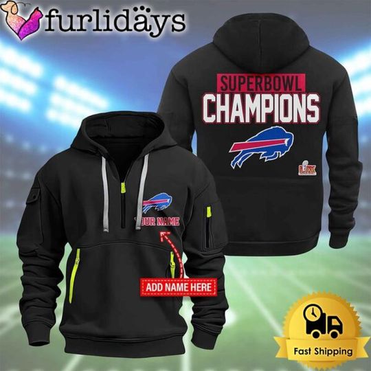 football Buffalo Bills Super Bowl LIX 2D Quarter Zip Hoodie