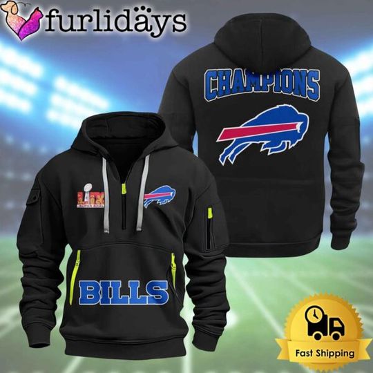 football Buffalo Bills Super Bowl LIX 2D Quarter Zip Hoodie