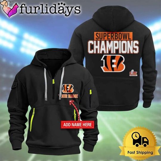 Discover football Cincinnati Bengals Super Bowl LIX 2D Quarter Zip Hoodie