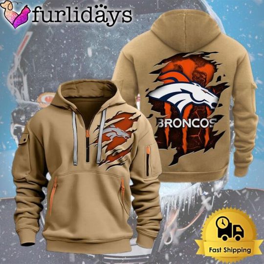 football Denver Bronco Logo Team Quarter Zip Hoodie