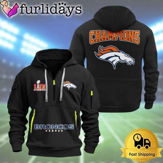 football Denver Broncos Super Bowl LIX 2D Quarter Zip Hoodie