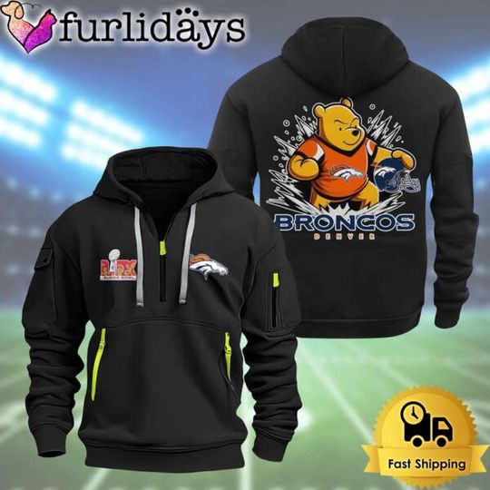 football Denver Broncos Super Bowl LIX 2D Quarter Zip Hoodie