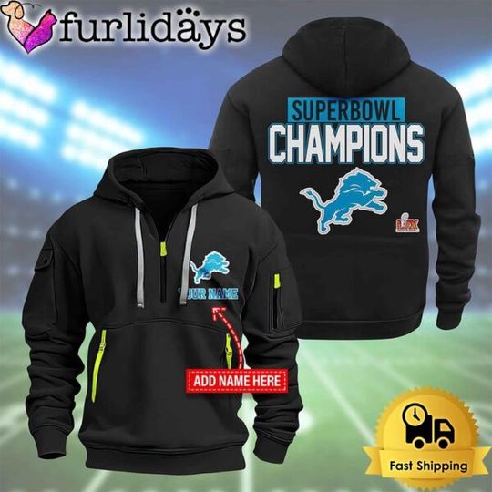 football Detroit Lions Super Bowl LIX 2D Quarter Zip Hoodie