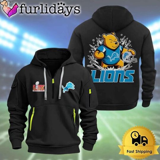 football Detroit Lions Super Bowl LIX 2D Quarter Zip Hoodie