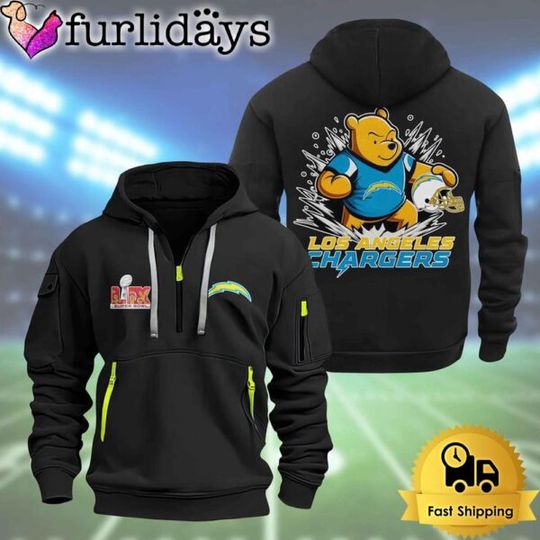Discover football Los Angeles Chargers Super Bowl LIX 2D Quarter Zip Hoodie