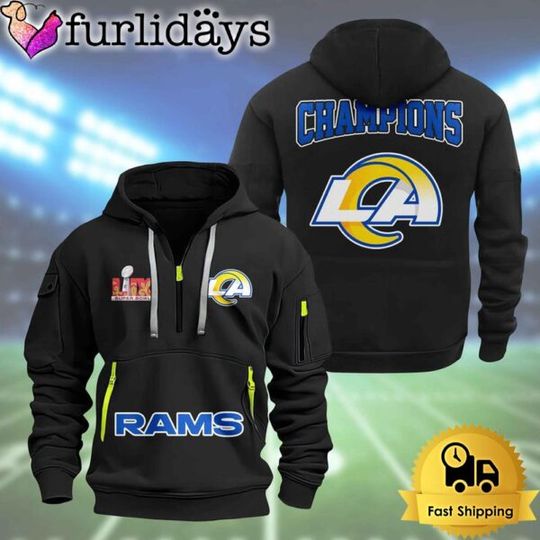 football Los Angeles Rams Super Bowl LIX 2D Quarter Zip Hoodie