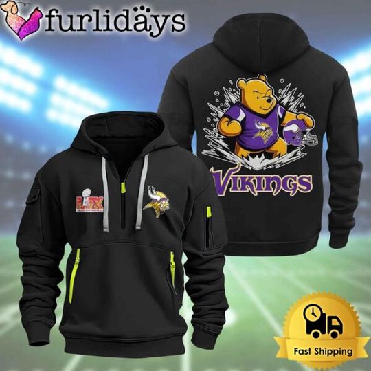 football Minnesota Vikings Super Bowl LIX 2D Quarter Zip Hoodie