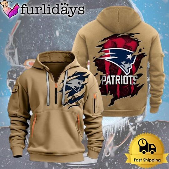 Discover football New England Patriot Logo Team Quarter Zip Hoodie