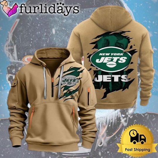 Discover football New York Jets Logo Team Quarter Zip Hoodie