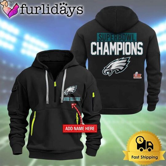 football Philadelphia Eagles Super Bowl LIX 2D Quarter Zip Hoodie