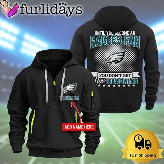 football Philadelphia Eagles Super Bowl LIX 2D Quarter Zip Hoodie