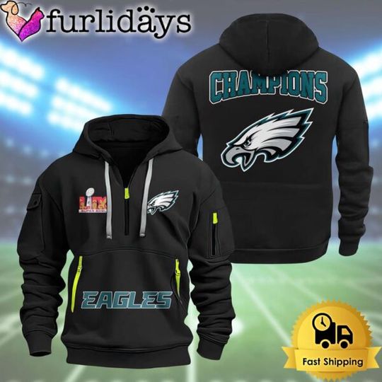football Philadelphia Eagles Super Bowl LIX 2D Quarter Zip Hoodie