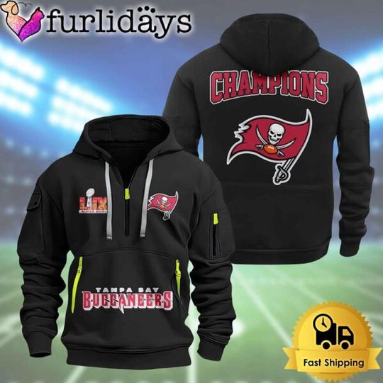 football Tampa Bay Buccaneers Super Bowl LIX 2D Quarter Zip Hoodie