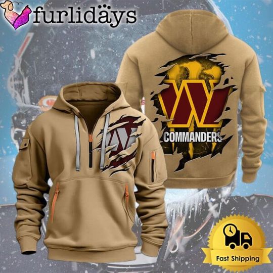 Discover football Washington Commander Logo Team Quarter Zip Hoodie