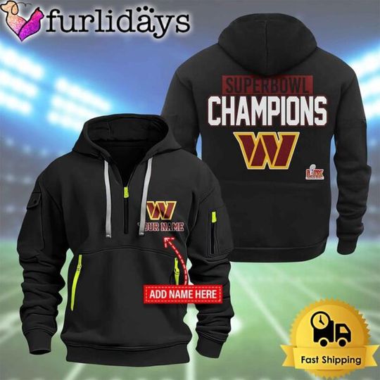 football Washington Commanders Super Bowl LIX 2D Quarter Zip Hoodie