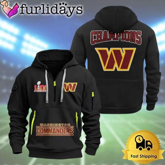 football Washington Commanders Super Bowl LIX 2D Quarter Zip Hoodie