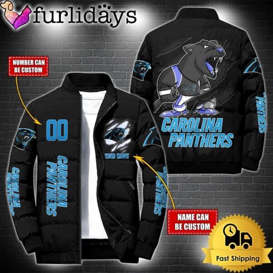 Personalized football Carolina Panthers Mascot Puffer Jacket