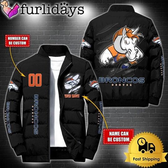 Personalized football Denver Broncos Mascot Puffer Jacket