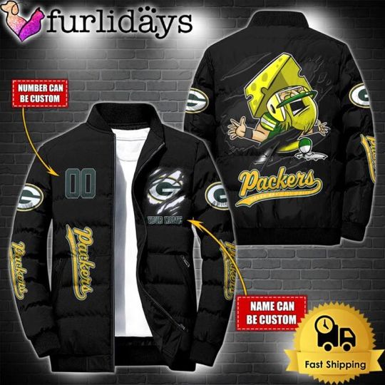 Personalized football Green Bay Packers Mascot Puffer Jacket