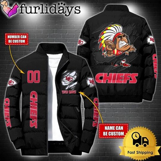 Personalized football Kansas City Chiefs Mascot Puffer Jacket