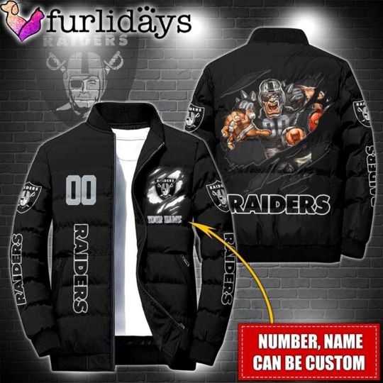 Personalized football Las Vegas Raiders Warrior Mascot Puffer Jacket