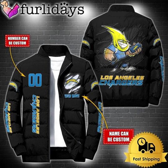 Personalized football Los Angeles Chargers Mascot Puffer Jacket