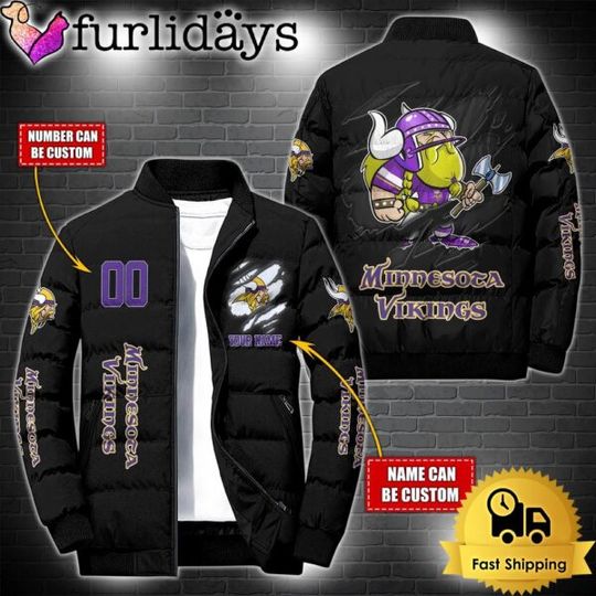 Personalized football Minnesota Vikings Mascot Puffer Jacket
