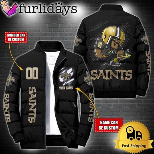 Personalized football New Orleans Saints Mascot Puffer Jacket