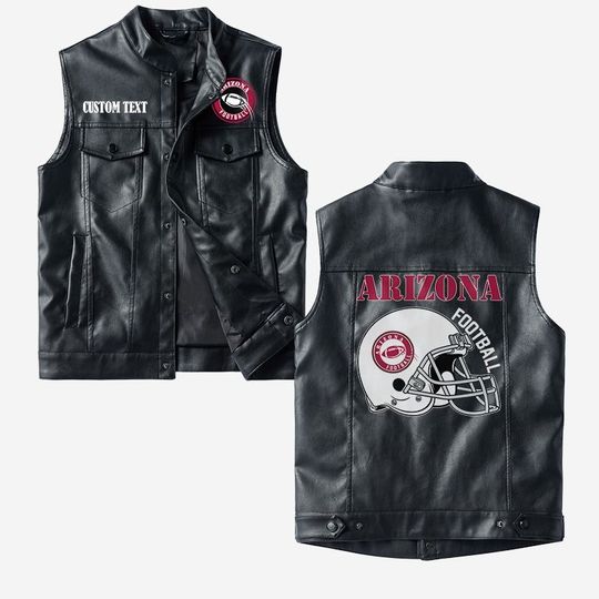 Arizonna Football Crorodile skin PU Vest Leather Jacket, Vintage style, Customize name
