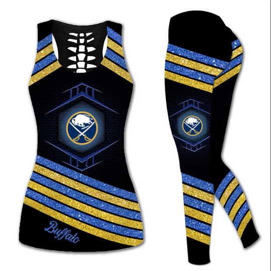 Buffalo Sabres Hollow Tank Top And Leggings Set For Hockey Fans