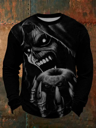 Men's Skull Waffle Long Sleeve T-Shirt