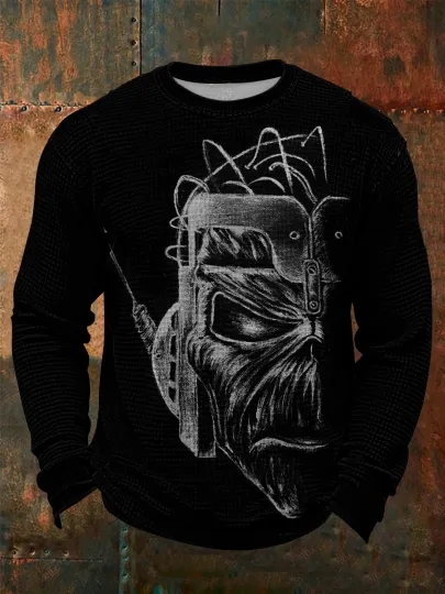 Men's Skull Waffle Long Sleeve T-Shirt