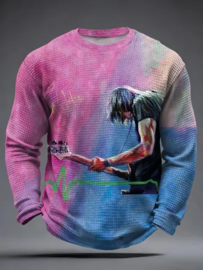 Men's rock band lovers Waffle Long Sleeve T-Shirt