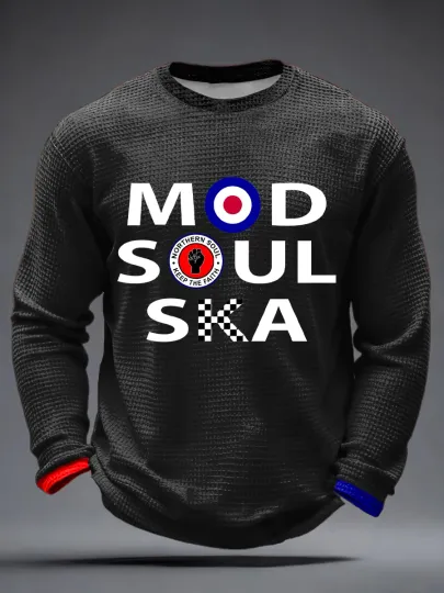 Discover Men's UK Music Northern Soul Lover Waffle Long Sleeve T-Shirt